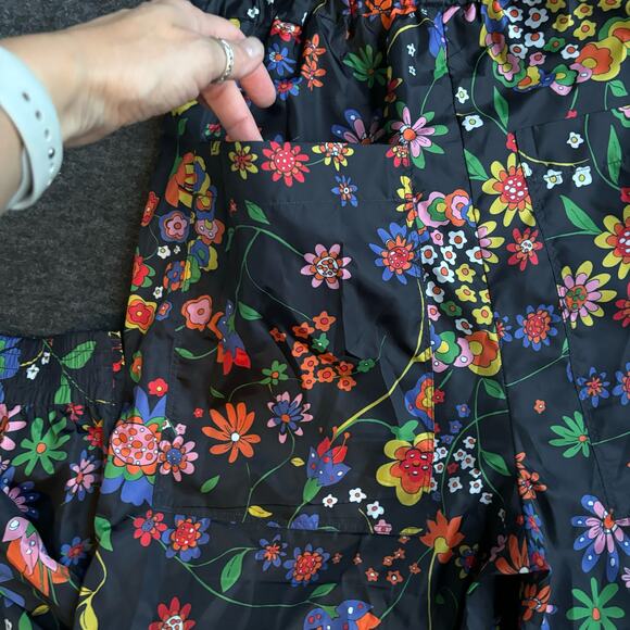 TIBI FLORAL PRINT RUFFLE TECH JOGGER PANTS HIGH PAPER BAG WAIST WOMEN SIZE M NEW - Picture 10 of 15